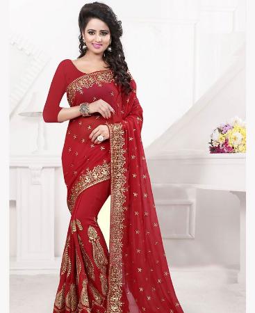 Picture of Superb Red Georgette Saree