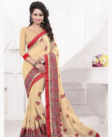 Picture of Resplendent Beige Georgette Saree