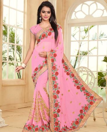 Picture of Resplendent Pink Designer Saree