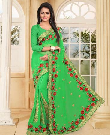 Picture of Enticing Green Designer Saree