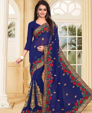 Picture of Appealing Blue Georgette Saree