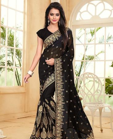 Picture of Sublime Black Georgette Saree