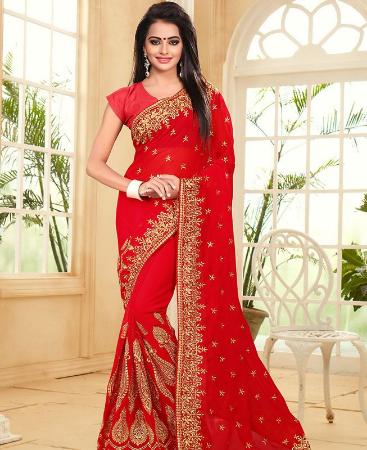 Picture of Enticing Red Georgette Saree