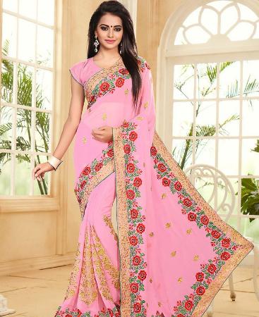 Picture of Grand Pink Georgette Saree