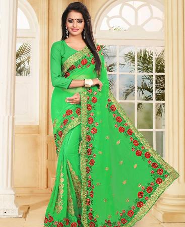 Picture of Exquisite Green Georgette Saree