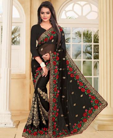 Picture of Delightful Black Designer Saree