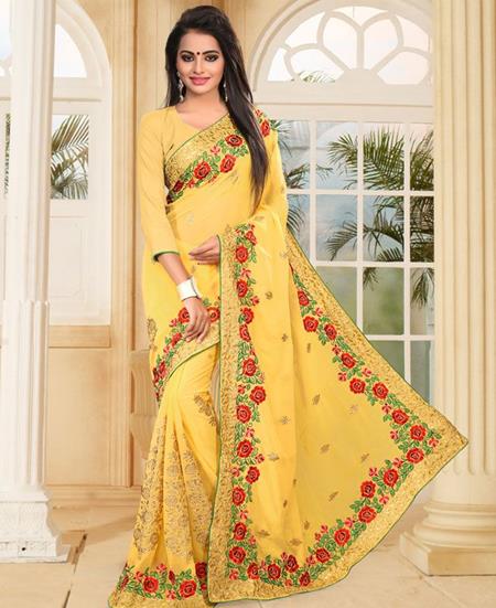 Picture of Grand Yellow Designer Saree