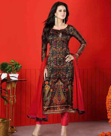 Picture of Charming Black Straight Cut Salwar Kameez