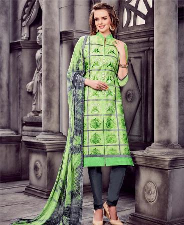 Picture of Superb Green Cotton Salwar Kameez