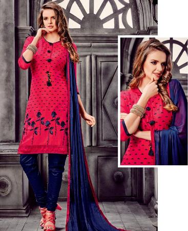 Picture of Superb Coral Red Cotton Salwar Kameez