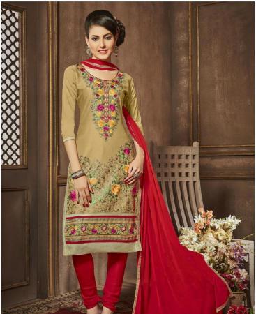 Picture of Statuesque Khaki Cotton Salwar Kameez