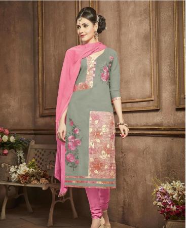 Picture of Pretty Grey Cotton Salwar Kameez