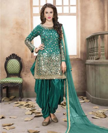 Picture of Nice Teal Blue Patiala Salwar Kameez