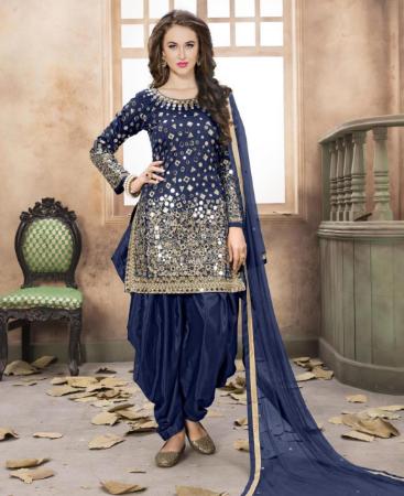 Picture of Enticing Navy Blue Patiala Salwar Kameez