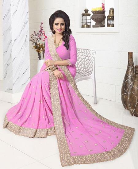 Picture of Enticing Lavendor Georgette Saree