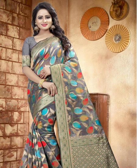 Picture of Fine Grey Designer Saree