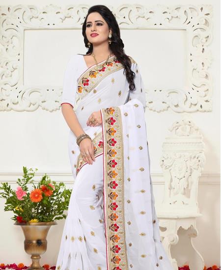 Picture of Gorgeous White Designer Saree