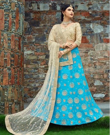 Picture of Graceful Turquoise Blue Lehenga Choli