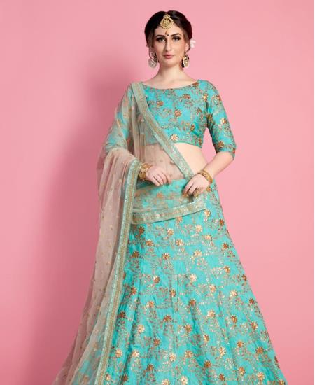 Picture of Sublime Turquoise Blue Lehenga Choli