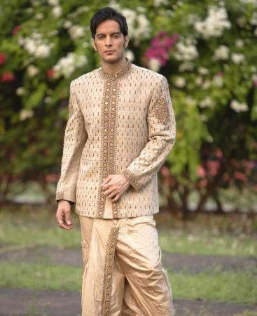 Picture of Nice Brown Beige Sherwani