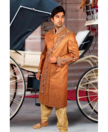 Picture of Fascinating Dark Orange Sherwani