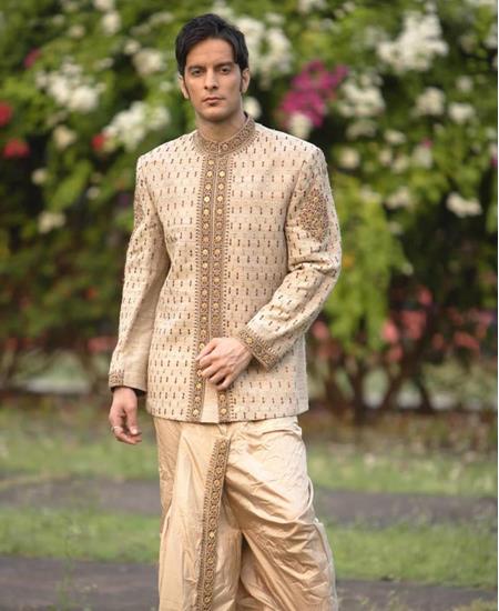 Picture of Nice Brown Beige Sherwani