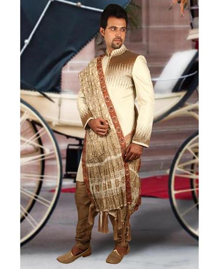 Picture of Ideal Blonde Cream Sherwani