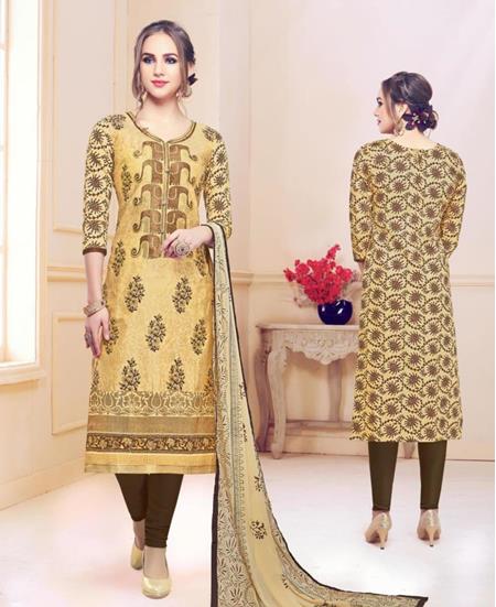 Picture of Enticing Beige Cotton Salwar Kameez