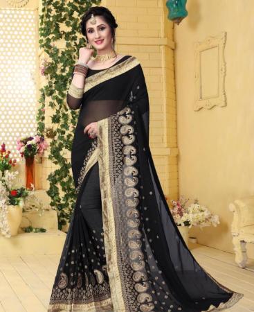 Picture of Graceful Black Georgette Saree