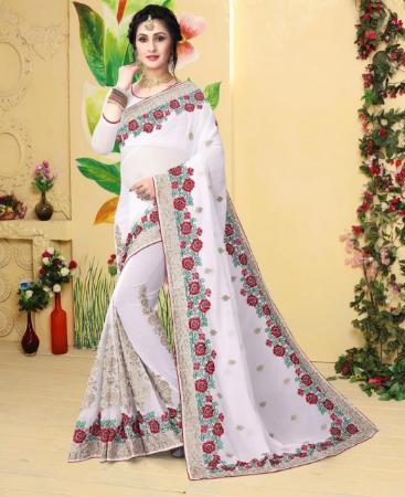 Picture of Classy White Georgette Saree