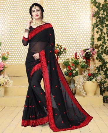 Picture of Delightful Black Georgette Saree