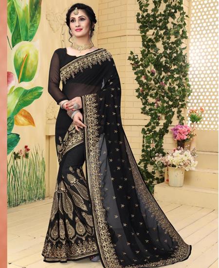 Picture of Sightly Black Georgette Saree