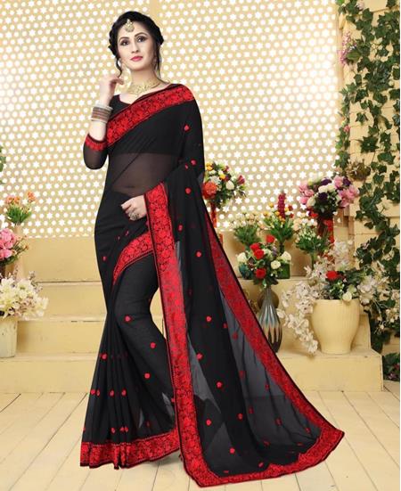 Picture of Delightful Black Georgette Saree