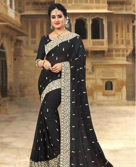 Picture of Marvelous Black Georgette Saree