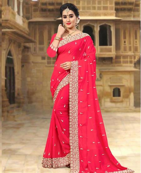 Picture of Resplendent Crimson Red Georgette Saree