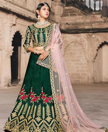 Picture of Excellent Dark Green Lehenga Choli