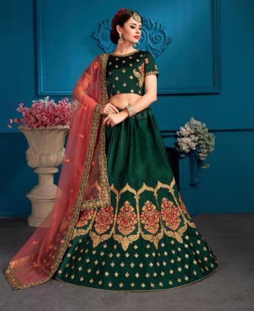 Picture of Beautiful Dark Green Lehenga Choli