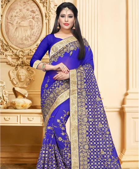 Picture of Superb Violet Georgette Saree