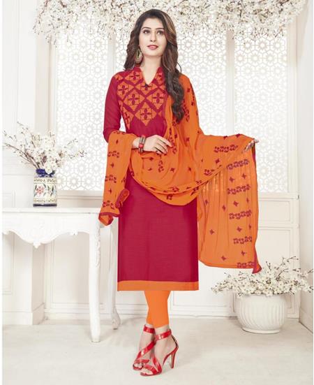 Picture of Marvelous Red Cotton Salwar Kameez