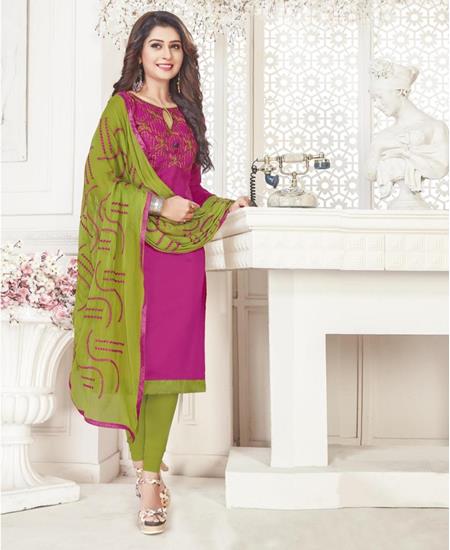 Picture of Exquisite Dark Pink Cotton Salwar Kameez