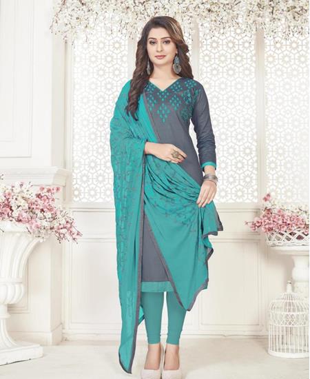 Picture of Excellent Dark Grey Cotton Salwar Kameez