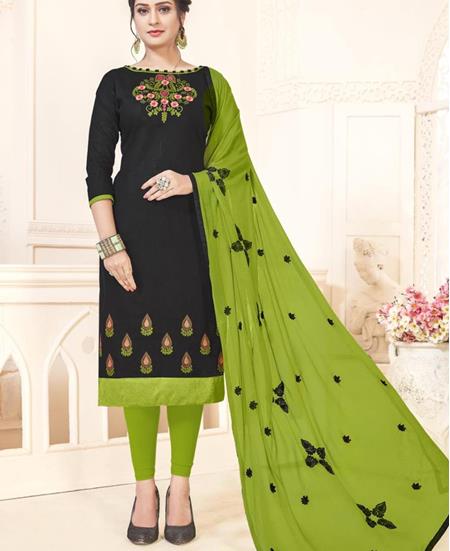 Picture of Lovely Black Cotton Salwar Kameez