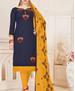 Picture of Excellent Navy Blue Cotton Salwar Kameez