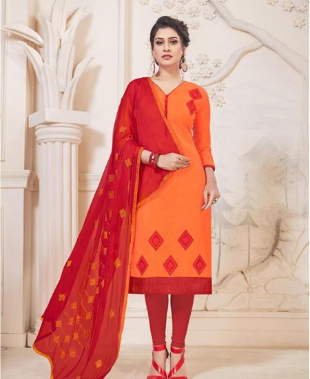 Picture of Ideal Orange Cotton Salwar Kameez