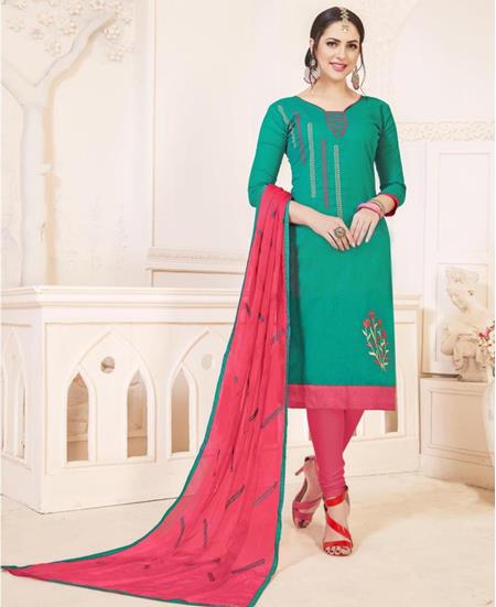 Picture of Fine Sea Green Cotton Salwar Kameez