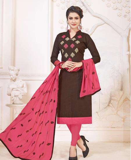 Picture of Excellent Brown Cotton Salwar Kameez