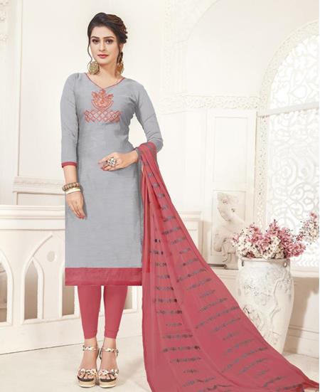 Picture of Radiant Pale Grey Straight Cut Salwar Kameez