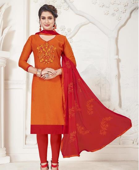 Picture of Splendid Orange Straight Cut Salwar Kameez