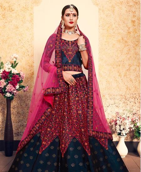 Picture of Fascinating Dark Blue Lehenga Choli