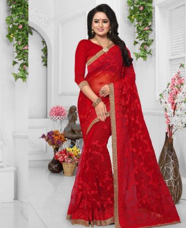 Picture of Alluring Red Net Saree